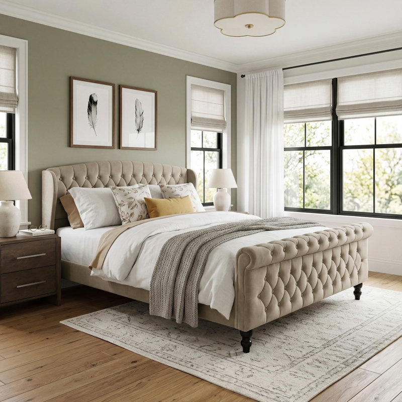 Cadre de lit plateforme Mid-Century, Brown