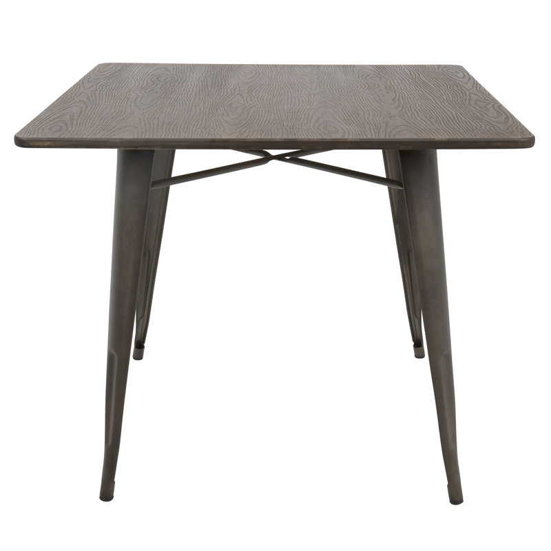 Christie Solid Wood Top Metal Base Dining Table, Antique, Espresso 