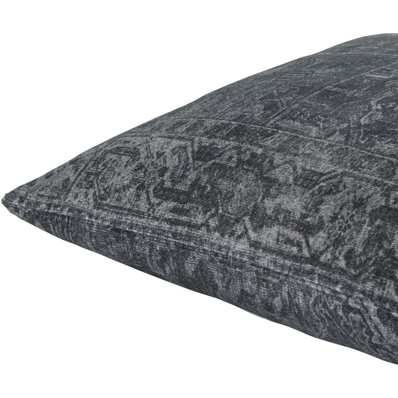 Gray Cotton Vintage Pattern Accent Pillow 18" x 18"
