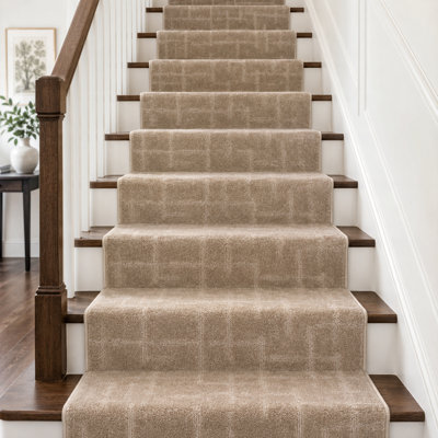 Tapis de couloir moelleux coupé à longueur Tojo, couloir et escalier très long, antidérapant à envers en caoutchouc, truffe, 28 pi x 31 po