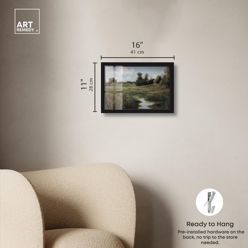 «Budding Flowers in the Meadow», impression rétro par Art Remedy, H 11 po x l 16 po, Noir