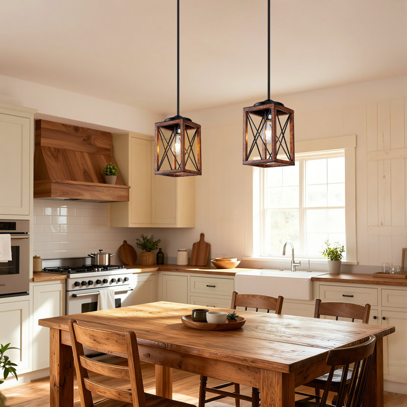 Luminaires suspendus Farmhouse - réglables pour plafonds inclinés, ensemble de 2 