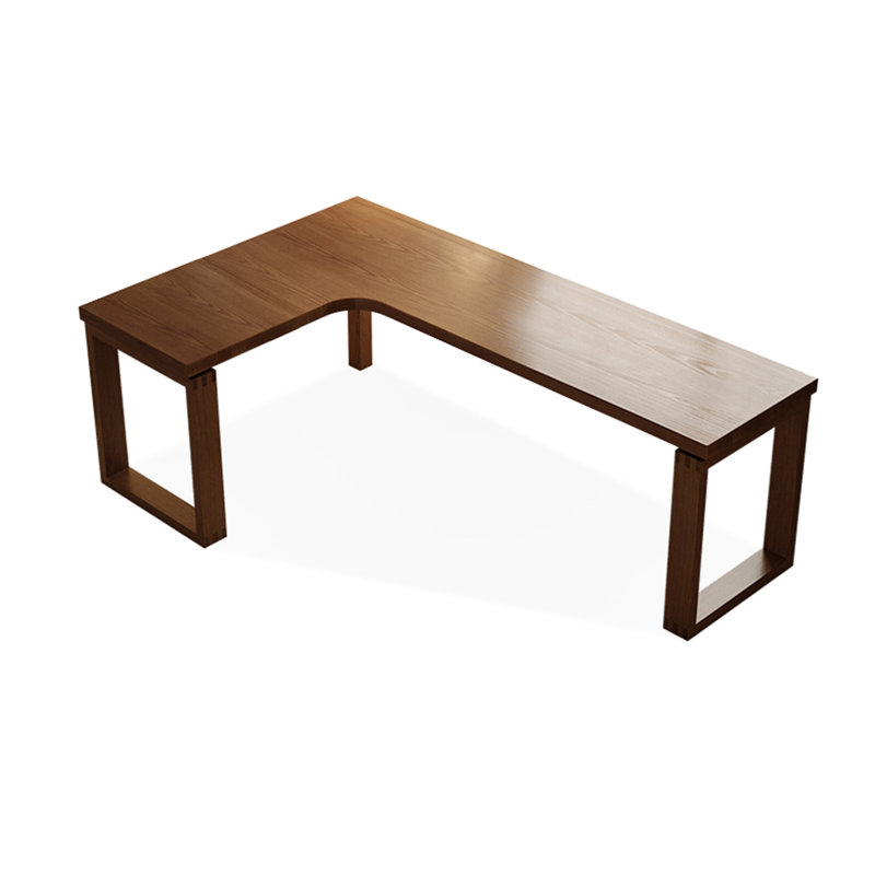 Bureau rectangulaire en bois massif brun noisette, Retour à gauche, H 29,53 po x l 86,61 po x P 55,12 po