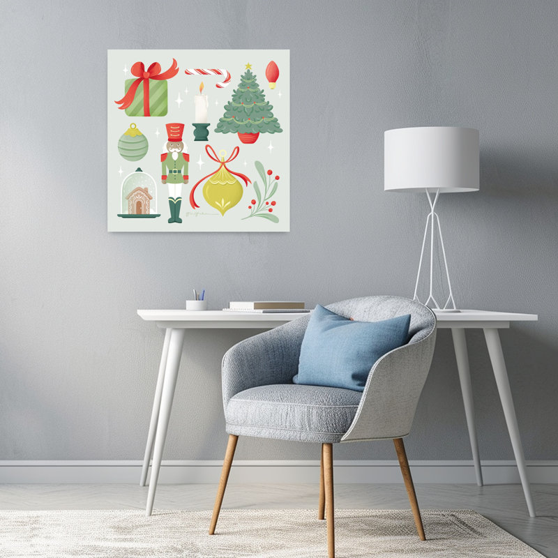 Art contemporain de Noël avec bougie, H 24 po x l 24 po