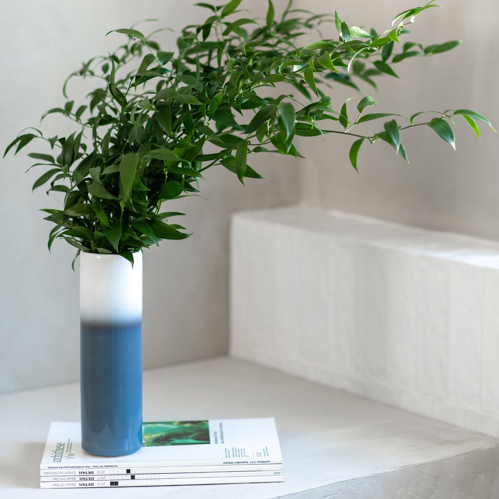 Lave Vase Cylinder Bleu Groß