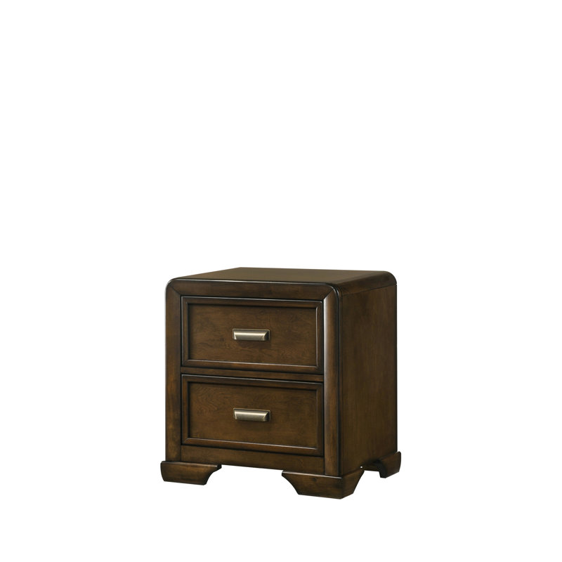 2 Table de chevet brune foncée pour chambre à coucher - Bois massif, design contemporain