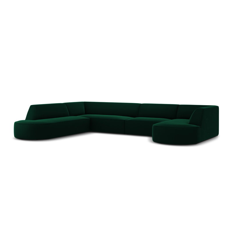 Adoraim 6 Seater Velvet Large Corner Sofa , Left Hand Facing, Bottle Green