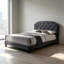 Grand lit gris en bois massif