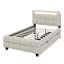 Lit plateforme tapissier simple avec lumière DEL et 2 tiroirs, lit plateforme avec tête de lit en tissu de lin-708216951