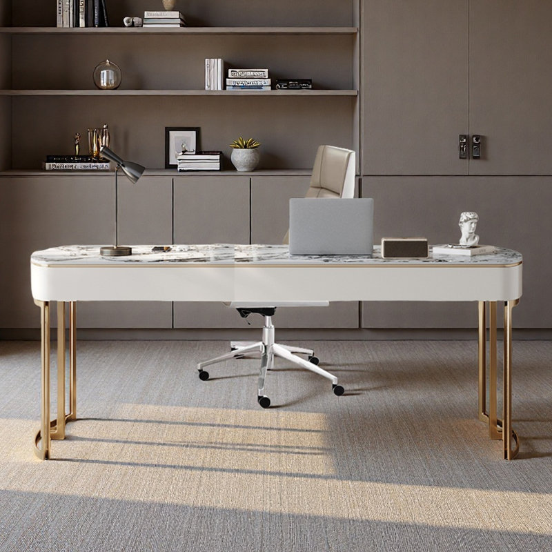 Bureau d'écriture simple en granit, H 29,53 po x l 70,87 po x P 23,62 po, Doré