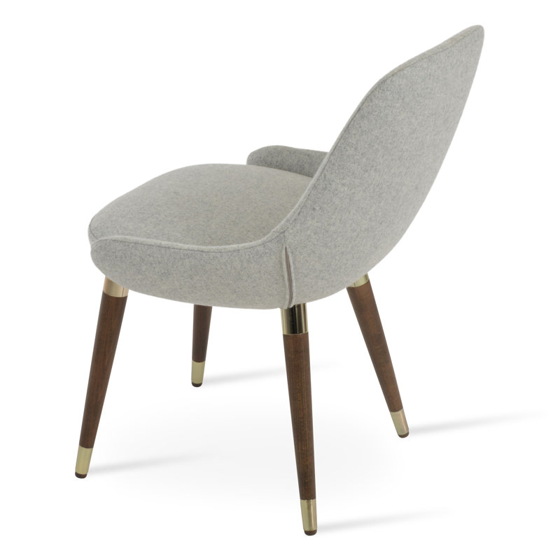 Chaise d'appoint en bois Gazel, Laine argentée