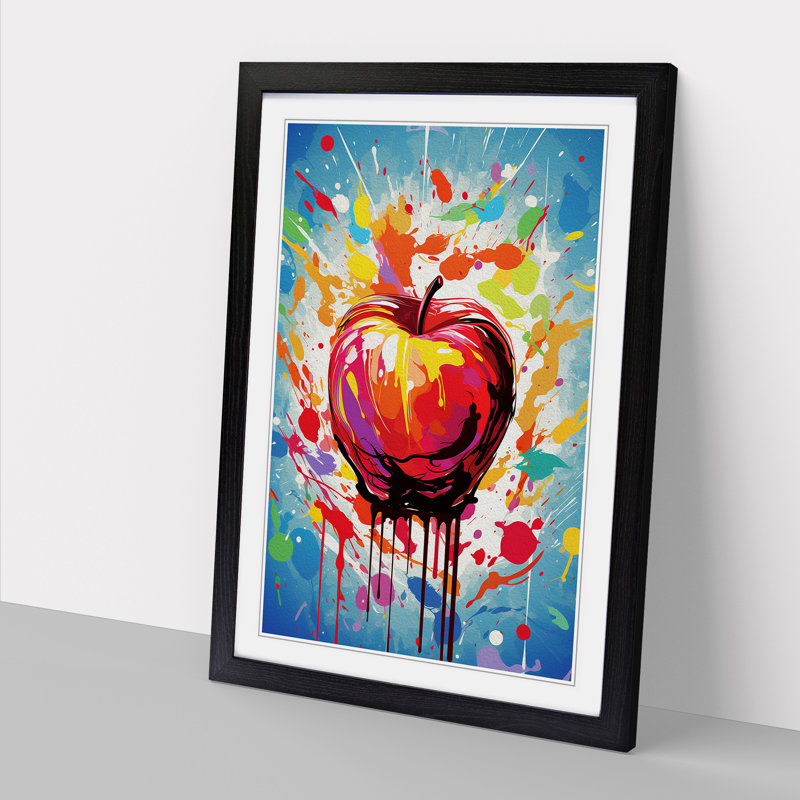 XYZ-FRM-V1223-1828 Apple Abstract - Single Picture Frame Print on Wood, Black, 64cm H x 46cm W, Black Framed