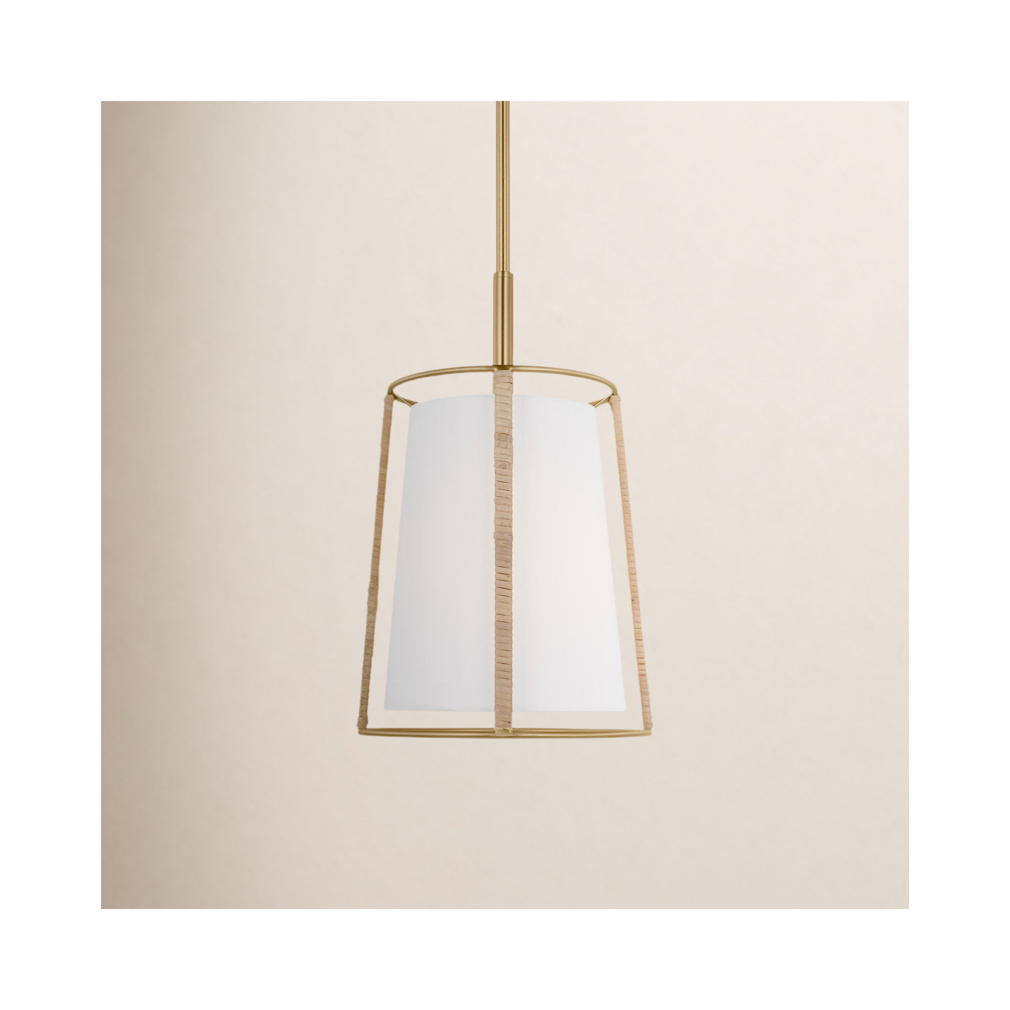Roanne 1-Light Medium Hanging Shade, Fabric, Satin Brass