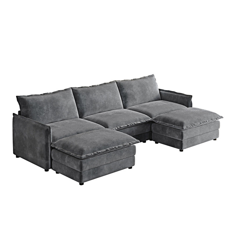 Canapé rembourré avec repose-pieds, Gris