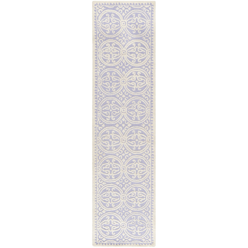 Tapis lavande / ivoire Canace, Tapis de couloir 2 pi 6 po x 12 pi
