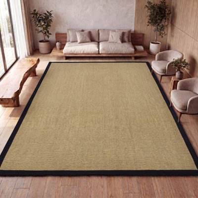 Tapis en jute naturel / noir Locklin Farmhouse Cottage