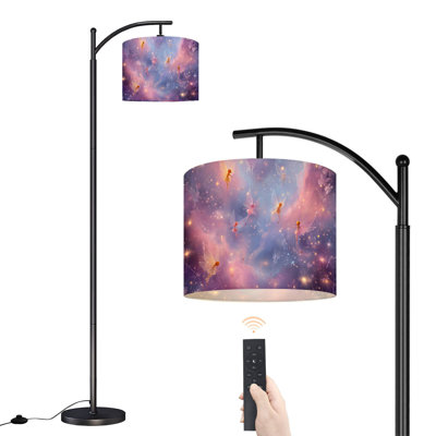 Arc Floor Lamp Glowing Fairies Magical Starry Sky Pastel Colors Floor Lamps with Remote LED Lights Adjustable Lamp Shades Tall Standing Lamps for Reading Office Living Room