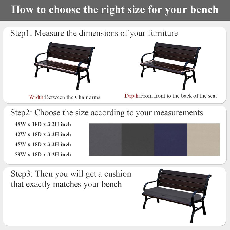 Outdoor Bench Cushion Waterproof Fade Resistant Patio Furniture Cushions With Handle For Sofa And Chair