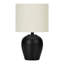 H 17 po, lampe de table, céramique noire, abat-jour ivoire / crème