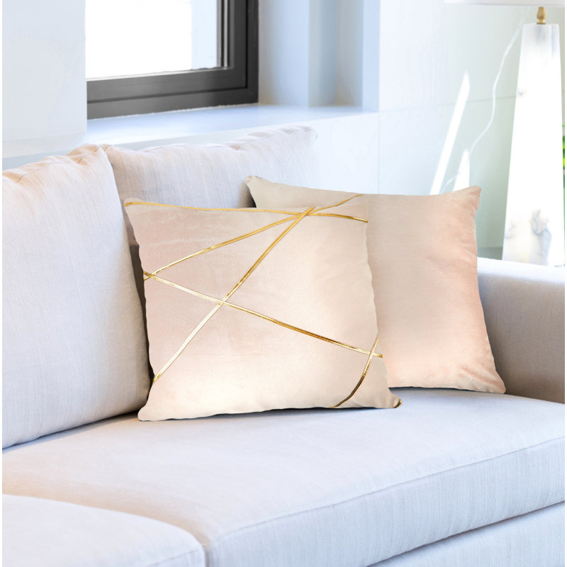 Cloughmills Geometric Square Cushion Cover, Blush Pink