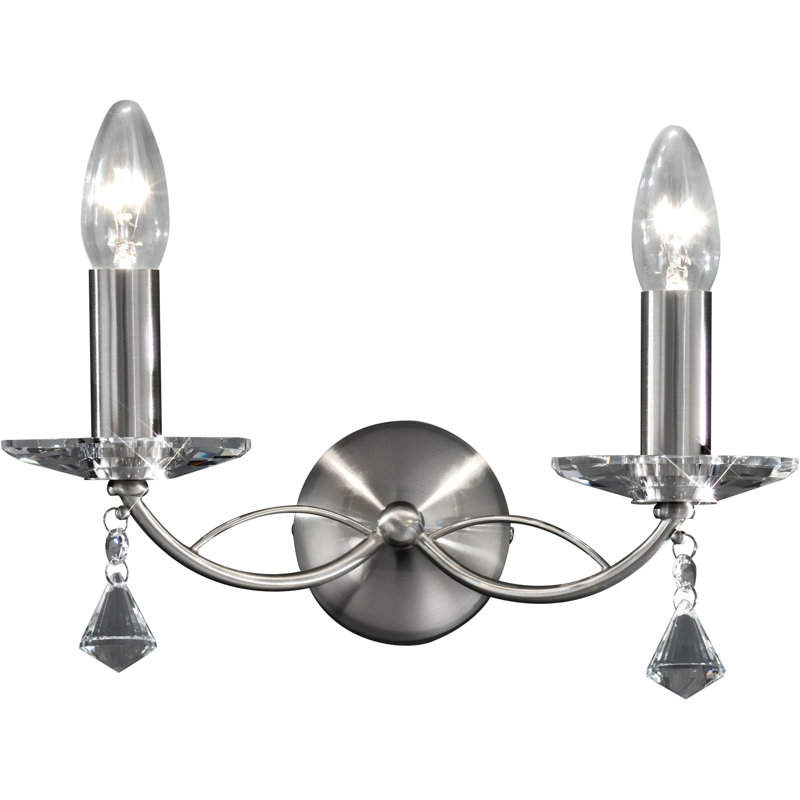 Glass Candle Wall Light, Satin Nickel