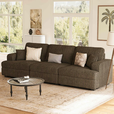 Bianca Corduroy 111'' Wide 3-Seater Sofa With Removable Washable Cushion Cover