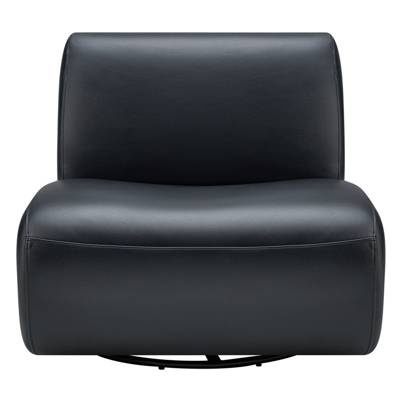 Fauteuil d'appoint pivotant 33 po Nita, Cuir véritable bleu marine Denali