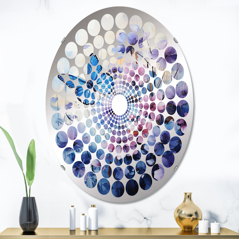 Miroir décoratif à points radiaux saphir capturant le vol délicat MIR107681 O, L 24 po x H 36 po