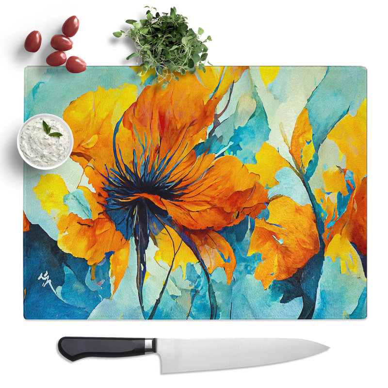 Flowers Abstract Vol.2  Glass Chopping Board