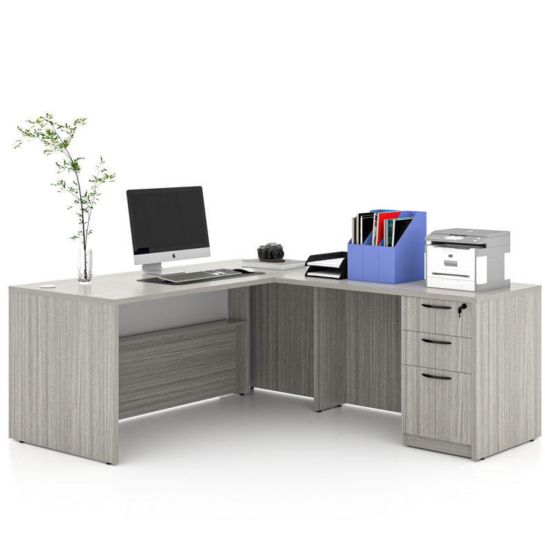 Neily L-Shaped Executive Desk With File Cabinet For Home Office
