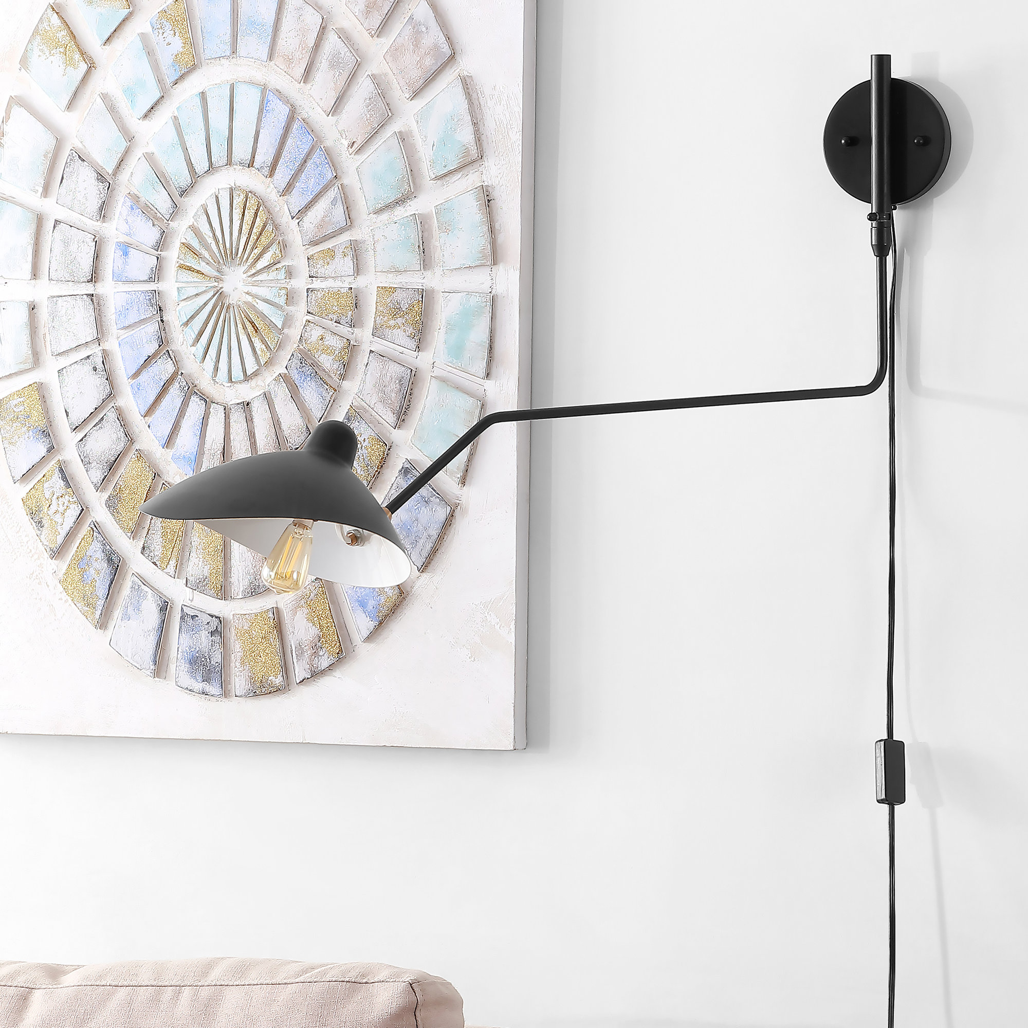 Varun Single Light Plug-in Swing Arm Sconce - Thumbnail 2