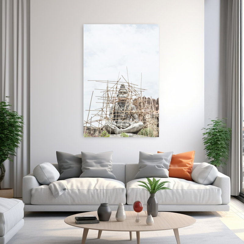 Art contemporain contemporain, paysage de bambou abstrait, art architectural, H 60 po x l 40 po
