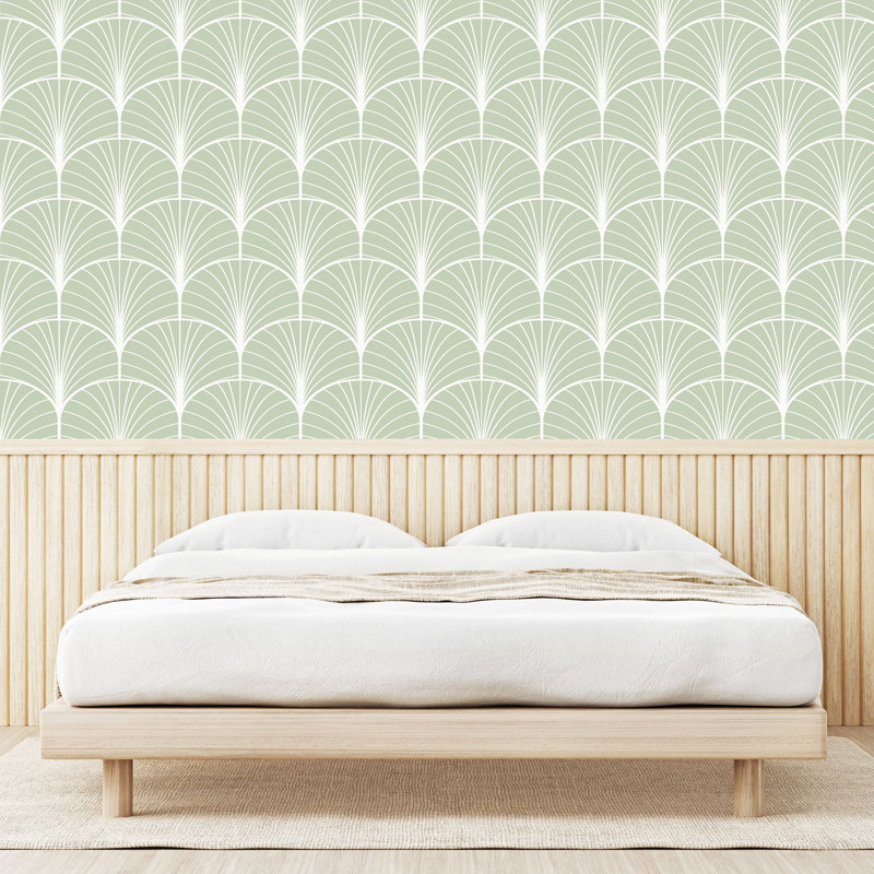 Rouleau géométrique Kalaeb, Vert pâle / blanc, 13 po x 36 po