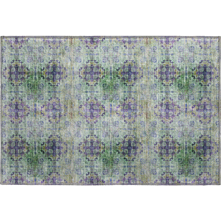 Premium Machine Washable Cerrito AMF557 Purple Rug