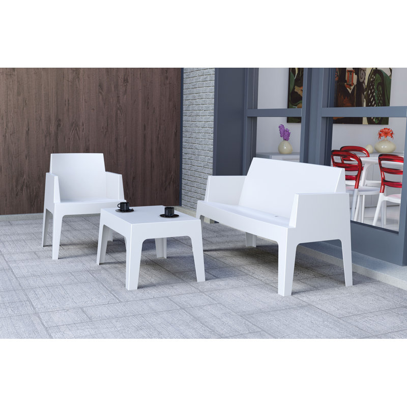 Bence Rectangular Outdoor Coffee Table , 27.5'' in. W 19.6'' in. D, White