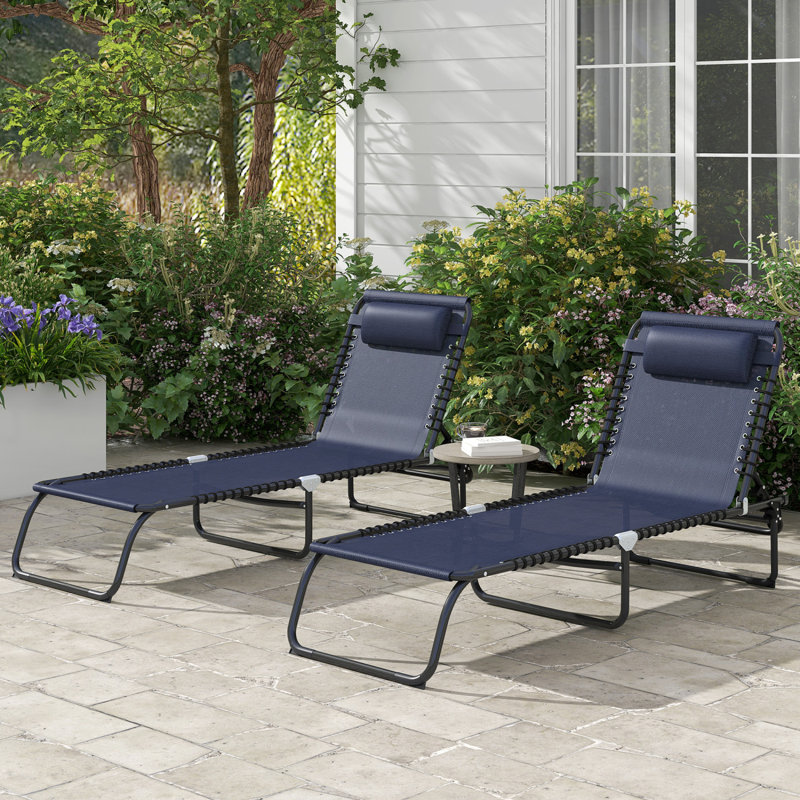 Chaise longue de piscine pliante, Bleu, 2