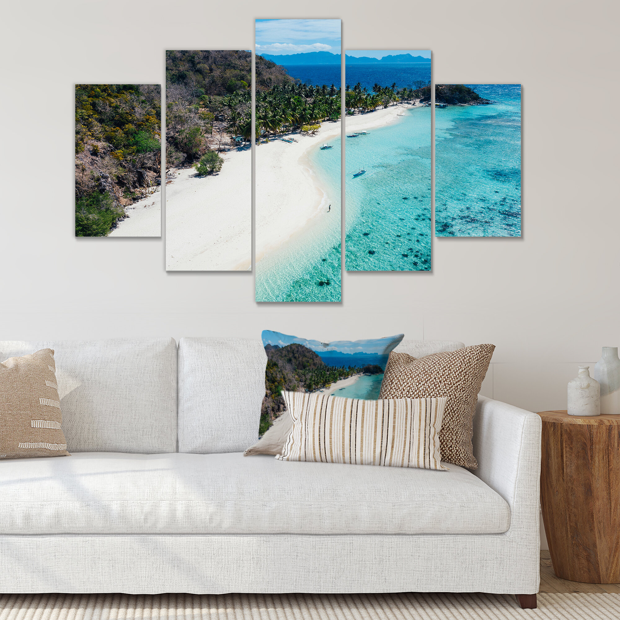 DesignArt Tropical Beach In The Philippines On Canvas 5 Pieces Print ...