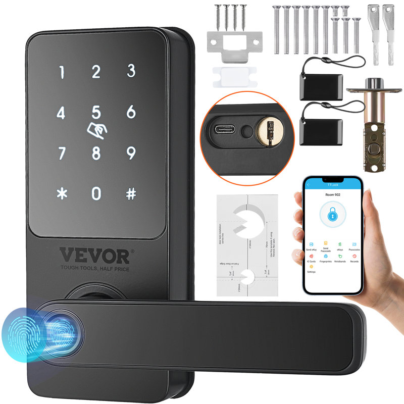 VEVOR Smart Lock 5-in-1 Fingerprint Smart Door Knob with App Control Bluetooth