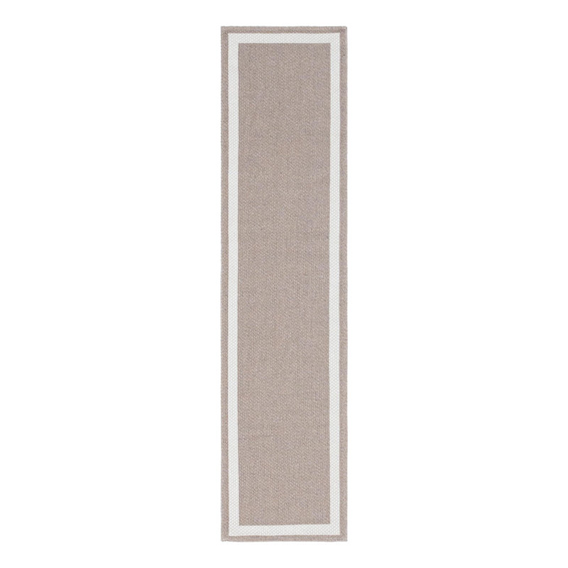 Tapis en coton taupe / ivoire Verdugo, Tapis de couloir 2 pi x 7 pi 10 po