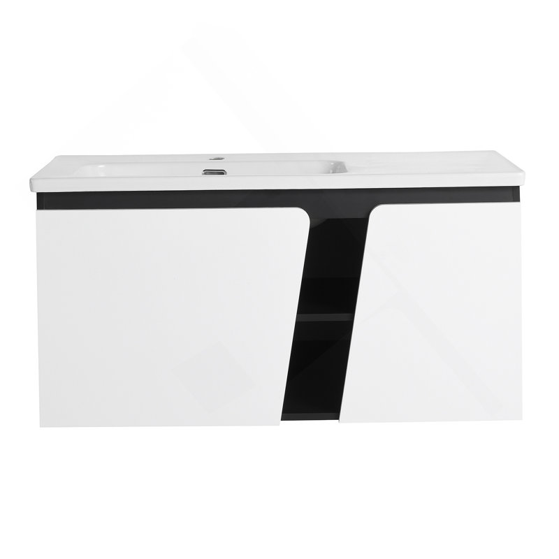 Meuble-lavabo flottant mural avec lavabo simple et porte d'armoire à fermeture en douceur, 39.6"