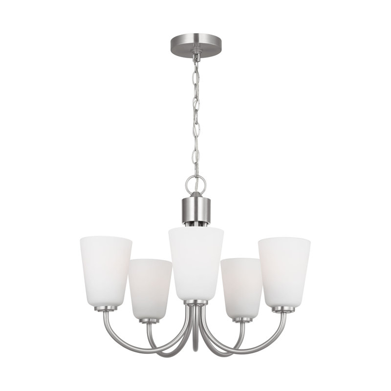 Miles Five Light Chandelier from Generation Lighting , 17.375" H x 21" W x 21" D, 5 Lights, Brushed Nickel