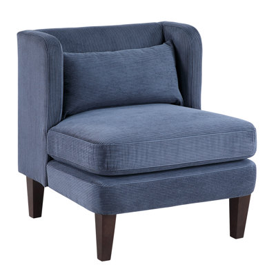 Living Room Accent Chair In Blue, Corduroy Fabric, Pocket Coils Padding, 30.77" Height Modern Style, Blue Corduroy, Detachable Seat Cushion, 40.12Lb Weight
