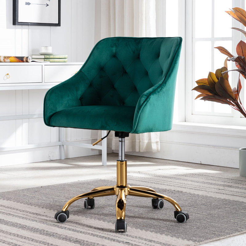 Deeanna Velvet Office Chair, Green
