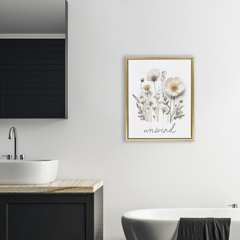 Cadre flottant à fleurs pressées, conception par lettres et doublure, H 21 po x l 17 po, Cadre flottant métallique doré