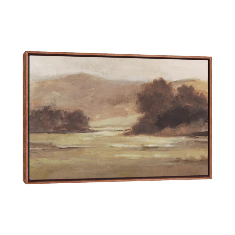 " Muted Landscape I " by Ethan Harper, Picture Framed Canvas, 26" H x 40" W, Classic Brown Wood