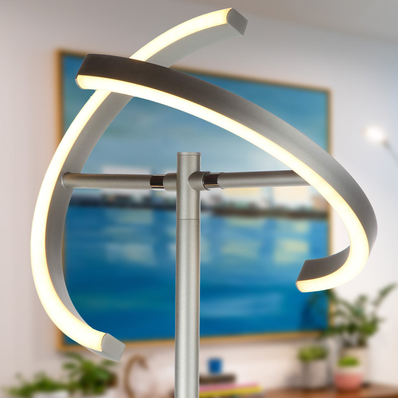 Halo Split Adjustable 72" Silver LED Torchiere Floor Lamp for Kids