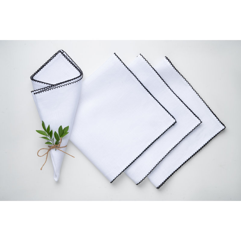 Serviettes de table en lin 20 pi x 20 po D'Moksha Homes, Noir