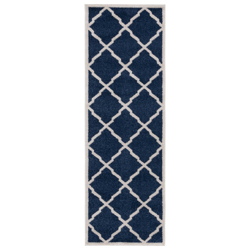Ammundsen Geometric Navy/Beige Area Rug, Runner 2'3" x 7'