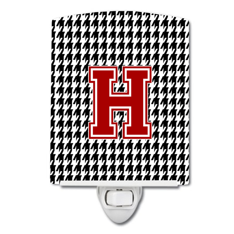 Éclairage de nuit en céramique monogramme houndstooth, H
