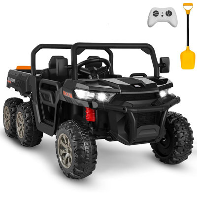 Camion à benne basculante 2 places 24 V avec télécommande, voiture UTV électrique avec benne basculante électrique, voitures à 4 roues motrices avec jouets à pelle et lecteur de musique à pelle
